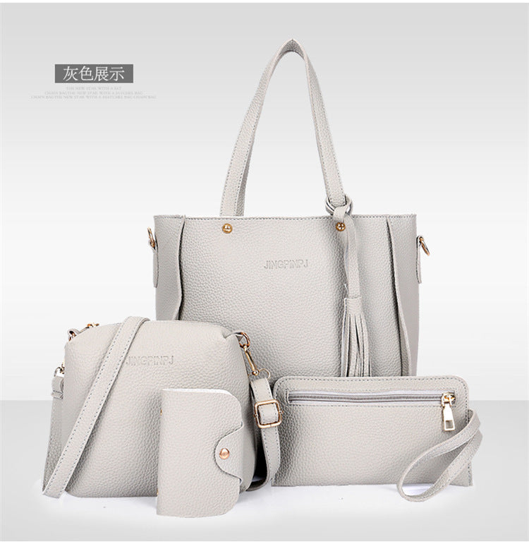 The New Bucket Tassel Women's Single-shoulder Bag Four-piece Set