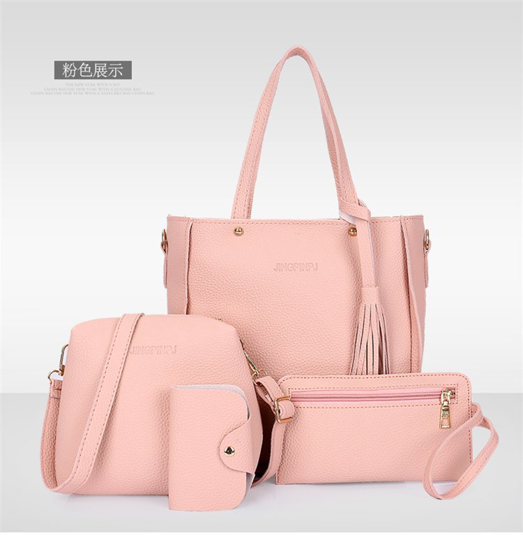 The New Bucket Tassel Women's Single-shoulder Bag Four-piece Set