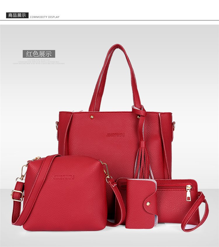 The New Bucket Tassel Women's Single-shoulder Bag Four-piece Set