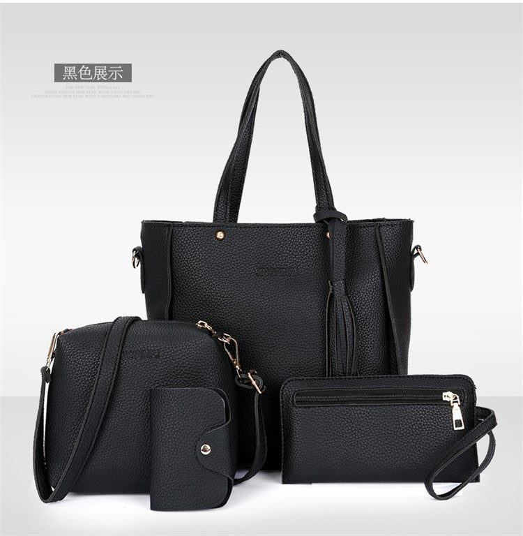 The New Bucket Tassel Women's Single-shoulder Bag Four-piece Set