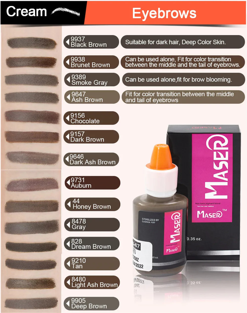 Maser Tattoo Ink Permanent Makeup Paint Machine Micro Pigments Microblading Eyebrow Lip Eyeliner Makeup Cosmetic Encre Tatouage