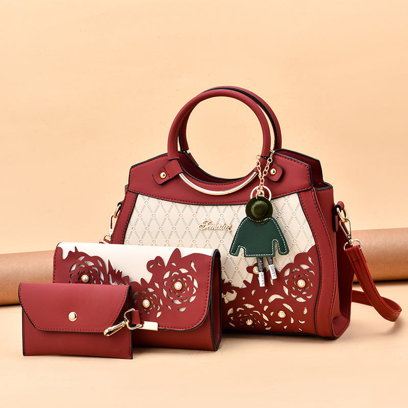 Hollow Women's Bag New Women's Three-piece Handbag Single Shoulder Messenger Bag