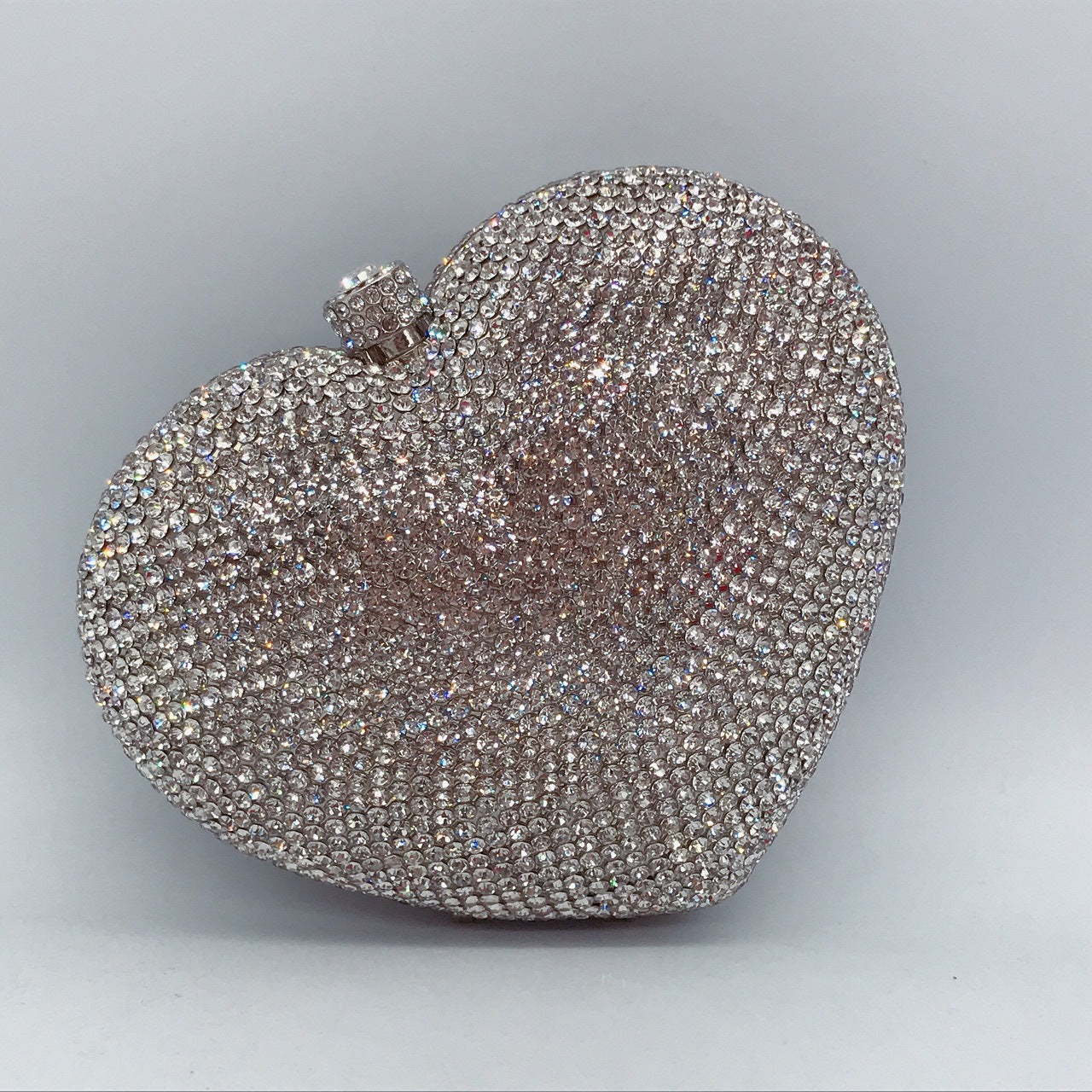 Diamond-encrusted Evening Bag European And American Solid Color Full-diamond Clutch Bag Red Dress Heart-shaped Crystal Diamond Women's Bag Chain