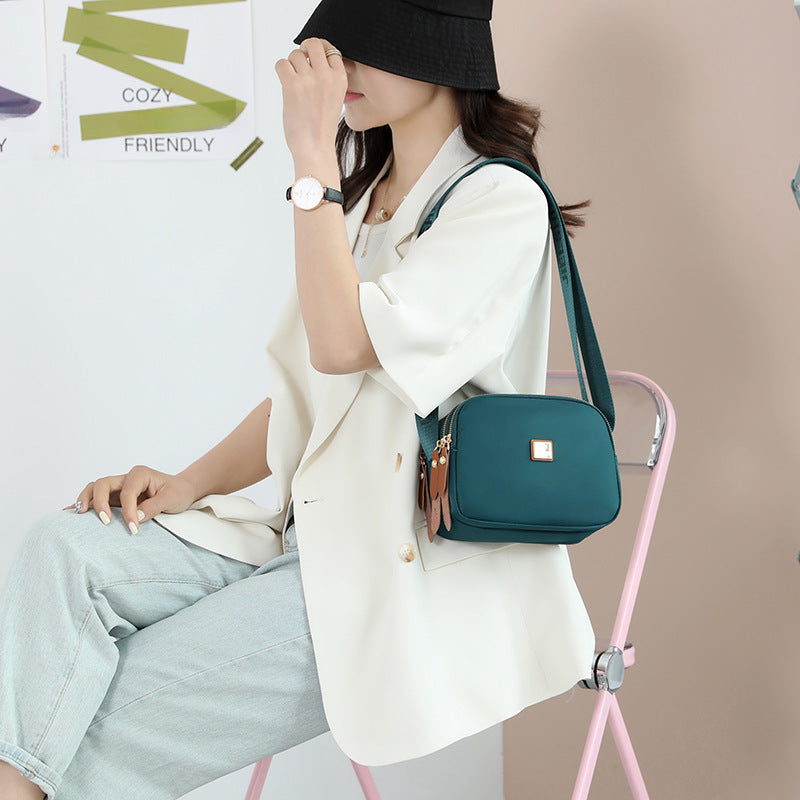 Three-layer Small Square Bag Women's 2023 New Women's Crossbody Bag Fashionable Simple Nylon Cloth Bag Multi-compartment Mobile Phone Bag