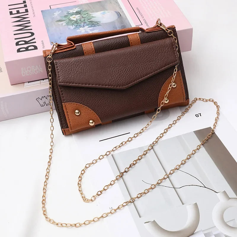 Vintage Simple Ladies Wallet Harry Potter Handbag Shoulder Chain Bag Cartoon Pattern Chinese Brand Handmade Leather Purse