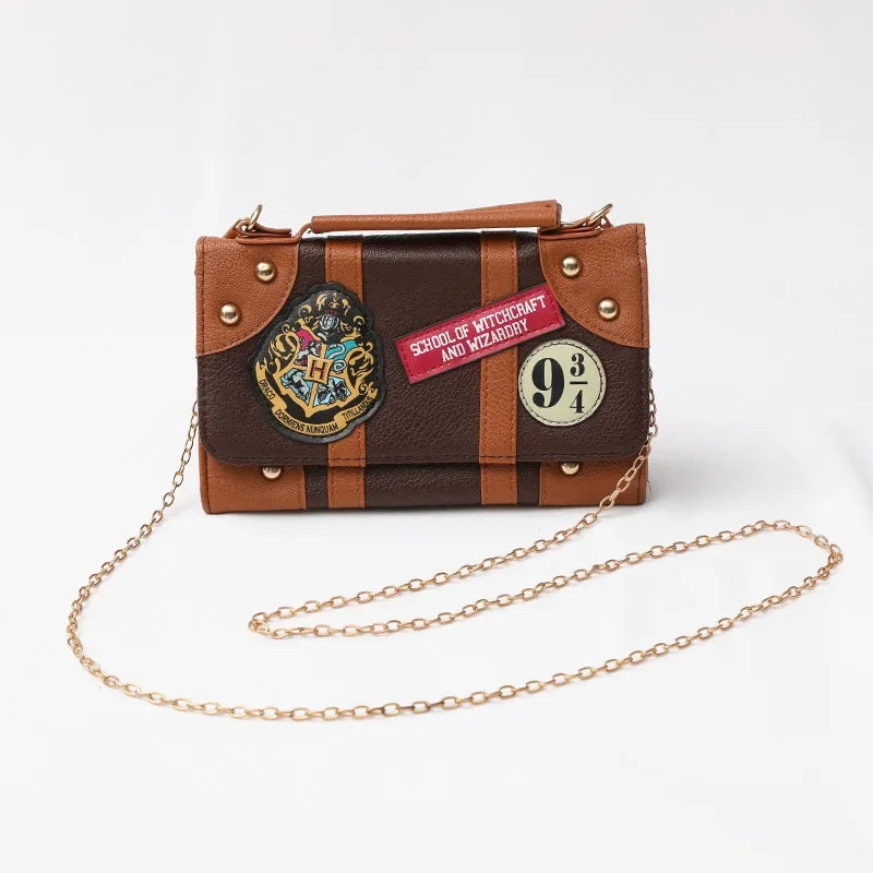 Vintage Simple Ladies Wallet Harry Potter Handbag Shoulder Chain Bag Cartoon Pattern Chinese Brand Handmade Leather Purse