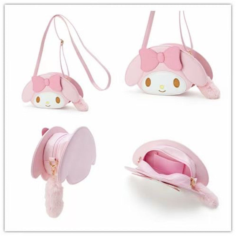 Cute Girl's New Small White Kt Plush Pull Head Head Type Crossbody Bag Crossbody Bag Cartoon Shape Shoulder Bag