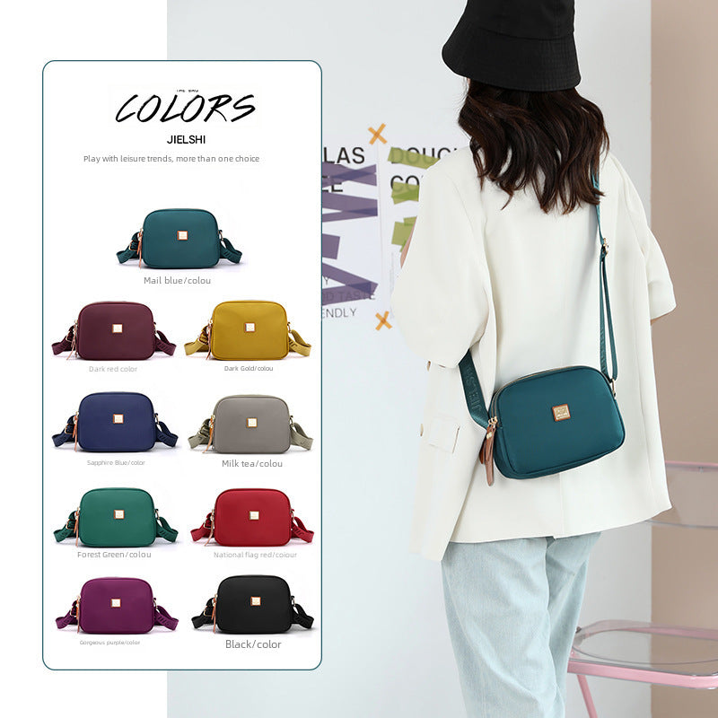 Three-layer Small Square Bag Women's 2023 New Women's Crossbody Bag Fashionable Simple Nylon Cloth Bag Multi-compartment Mobile Phone Bag