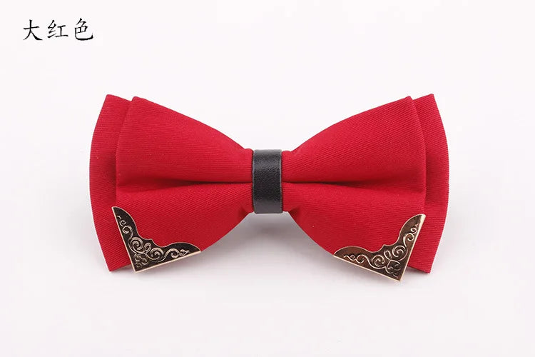 Men's Solid Black White Bow Ties Formal Dress Wedding Bowties For Men Women Leisure Metal Bling Butterfly Bowknot Banquet Cravat