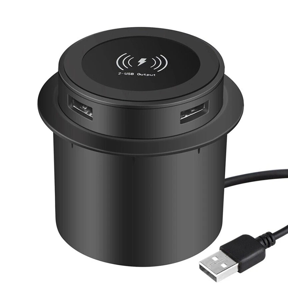 30W Wireless Charger Embedded Desktop Fast Wireless Charging For iPhone/Samsung/Huawei/Xiaomi Mobile Phone Dual USB