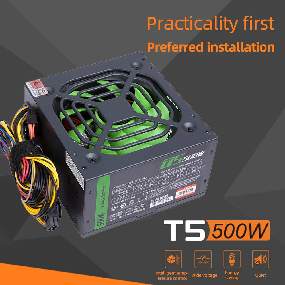Desktop PSU Silent Gaming PC Power Supply Dual 6Pin ATX Power Supply 2 SATA Six Protection 8 CPU for Desktop PC for Computer