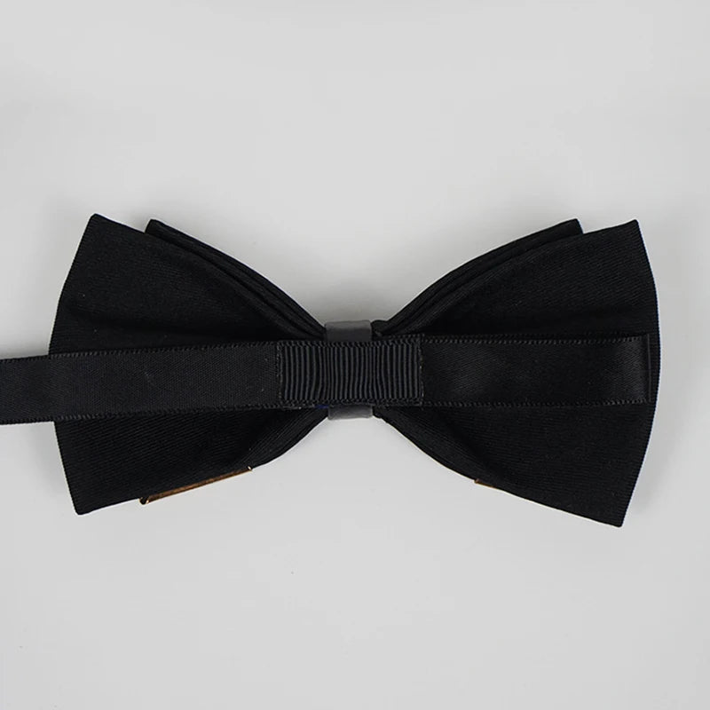 Men's Solid Black White Bow Ties Formal Dress Wedding Bowties For Men Women Leisure Metal Bling Butterfly Bowknot Banquet Cravat