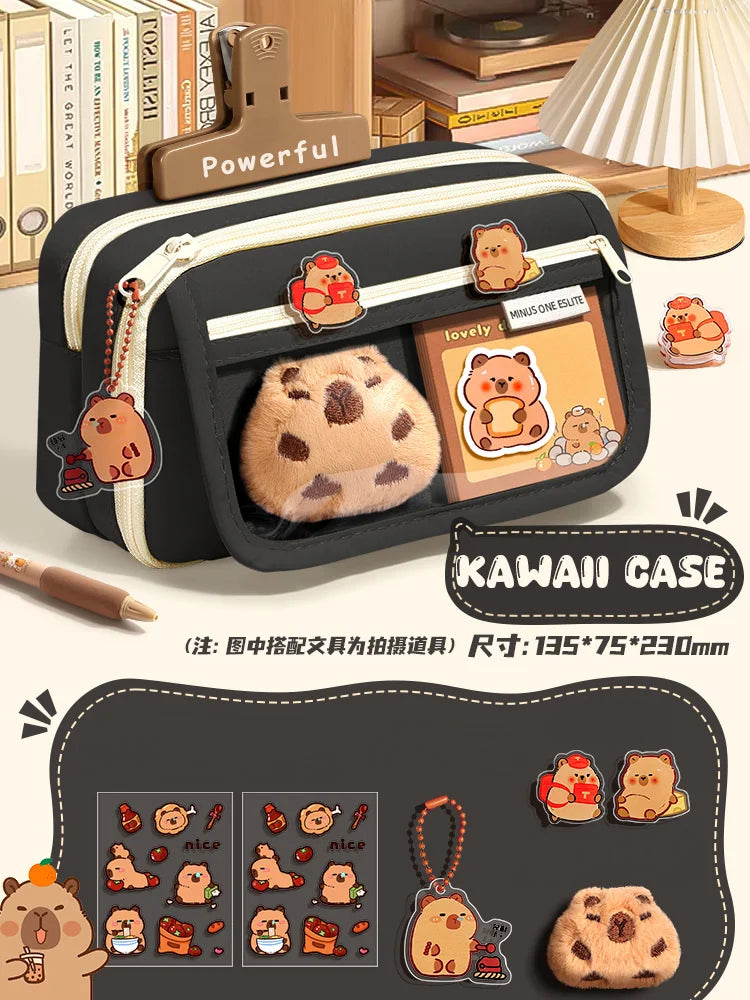 Cute Fabric Pencil Case Kawaii Large Capacity Animal Zipper Kids Bag Children'S Boys' Pen Pouch Girl School Case Supplies