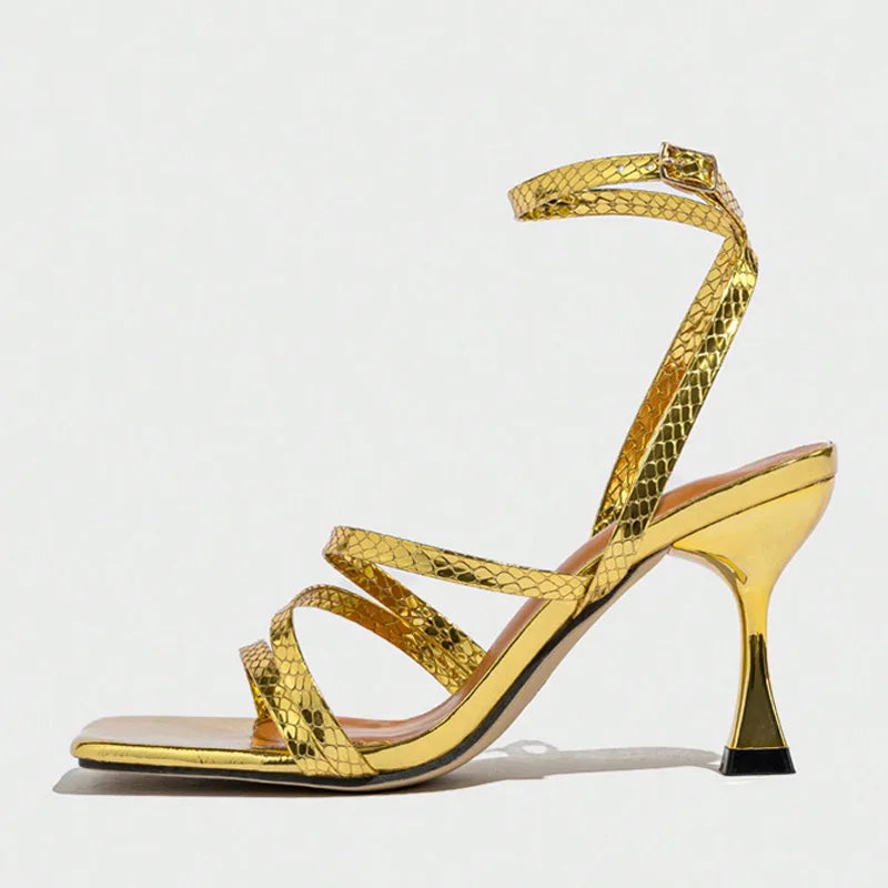 Print Leather Ankle Strap shoe