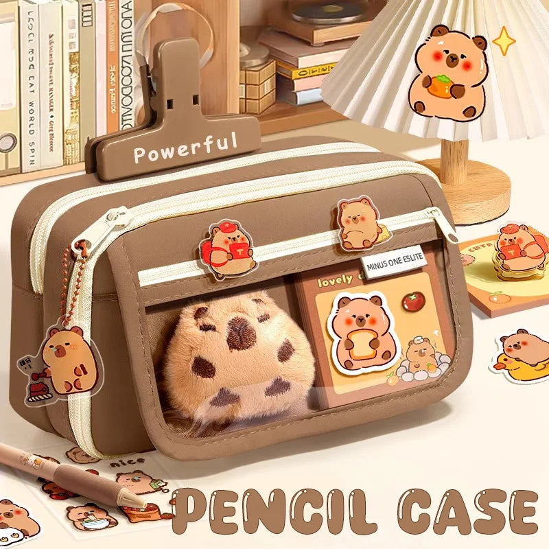 Cute Fabric Pencil Case Kawaii Large Capacity Animal Zipper Kids Bag Children'S Boys' Pen Pouch Girl School Case Supplies