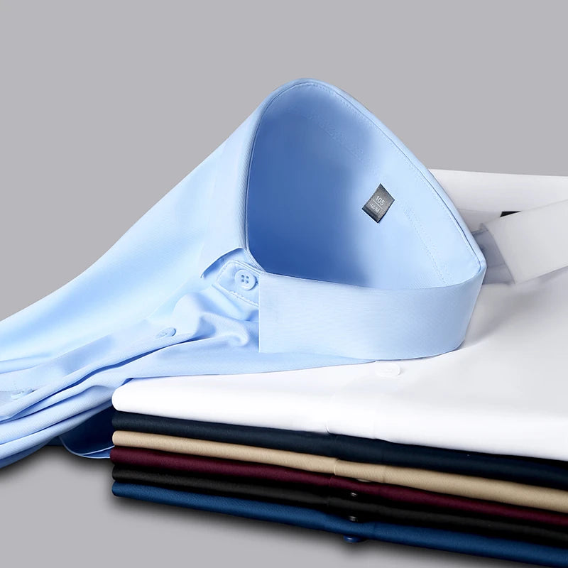 New Men's Business Casual Short Sleeved Solid Color Shirt Wrinkle Resistant Wrinkle Free Comfortable All Season Versatile Top