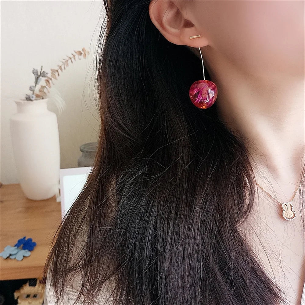 Fashion Acrylic Cherry Earrings Simple Resin Petals Drop Earring For Women INS Jewelry Women Trendy Accessories