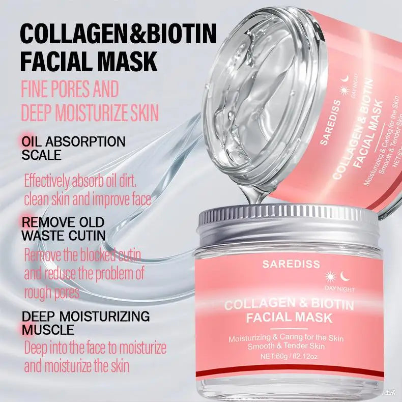 Collagen Hydrating Peel-Off Mask With Scraper Tighten Face Lifting Moisturizing Face Mask Deep Cleansing Brighten Skin Care Mask