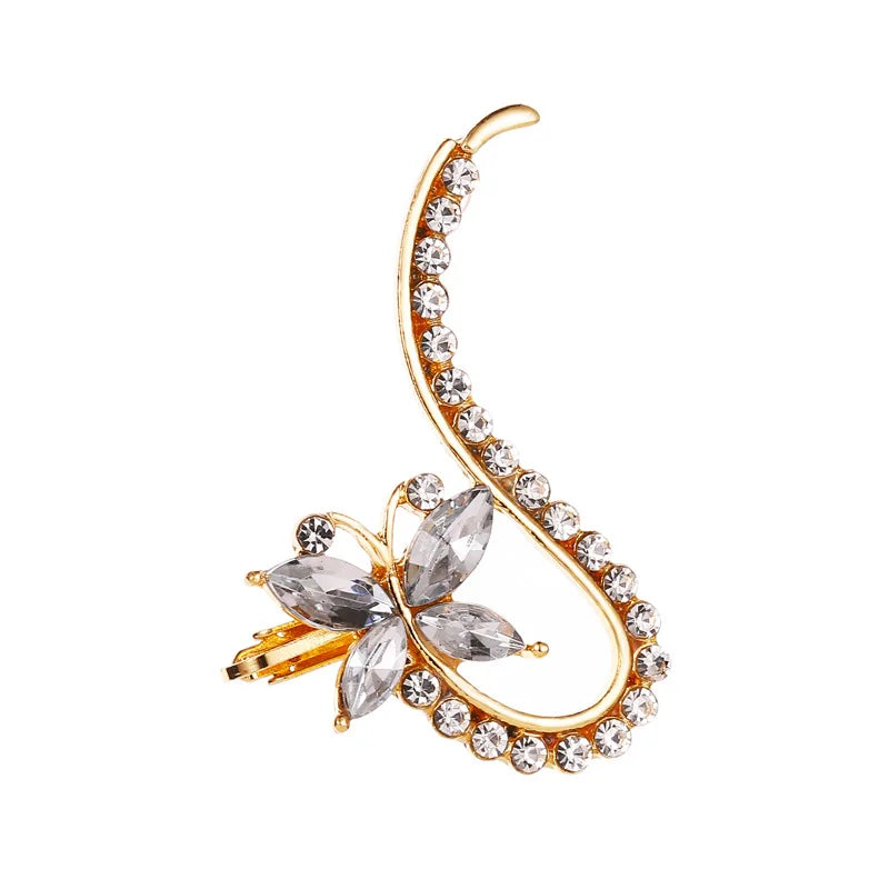 New Fashion Creative Crystal Rhinestone Stud Earrings For Women Wrap Ear Cuff Clip Earrings Girl Trendy Jewelry