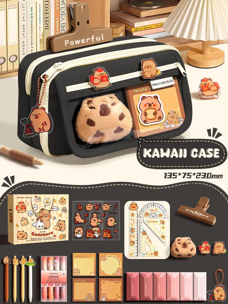 Cute Fabric Pencil Case Kawaii Large Capacity Animal Zipper Kids Bag Children'S Boys' Pen Pouch Girl School Case Supplies
