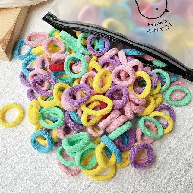 50-100Pcs Ealstic Basic Hair Ties Girls Ponytail Hold Scrunchie Rubber Band Kids Fashion Hair Band Accessories Suitable As Gift