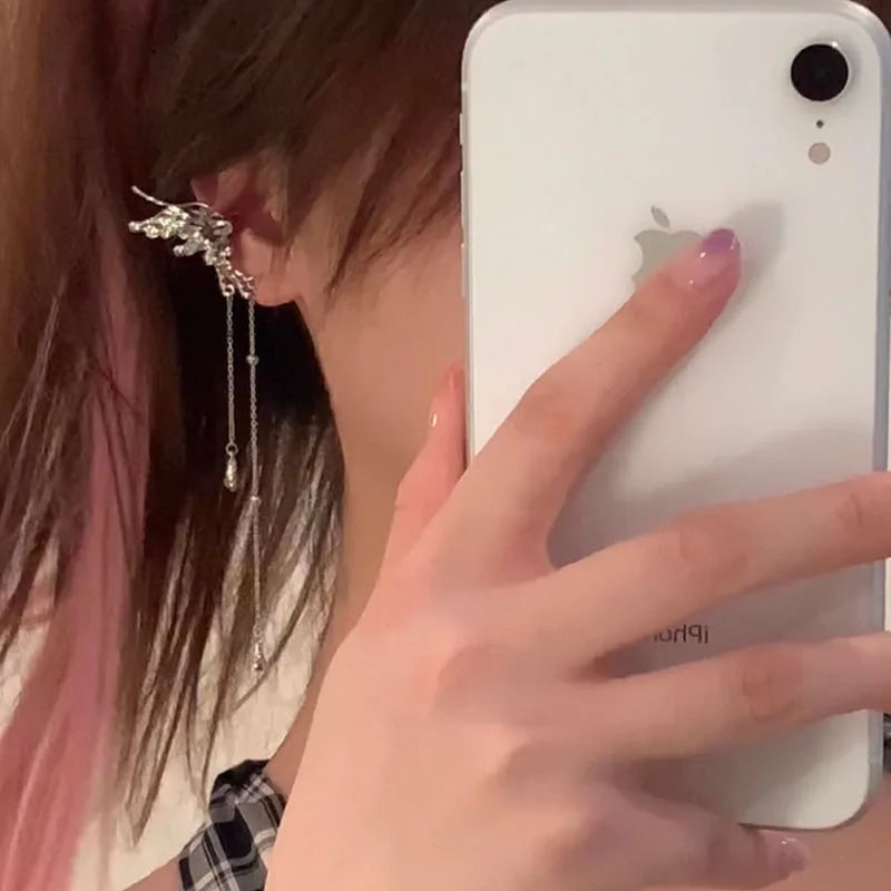 Fashion Gold Silver Color Leaves Clip Earrings for Women Men Creative Simple C Ear Cuff Non-Piercing Ear Clip Set Trendy Jewelry