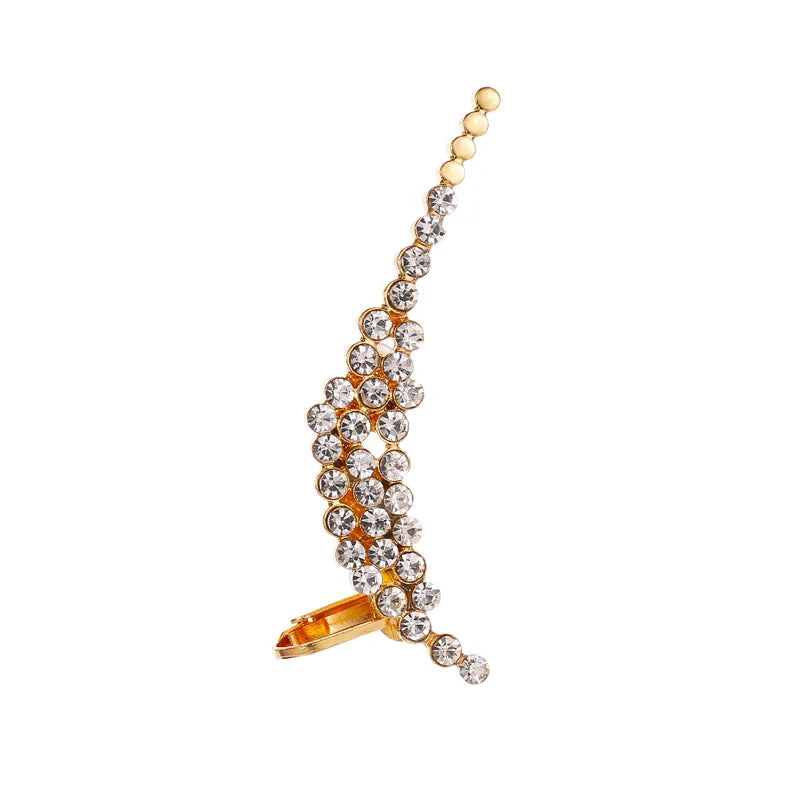 New Fashion Creative Crystal Rhinestone Stud Earrings For Women Wrap Ear Cuff Clip Earrings Girl Trendy Jewelry
