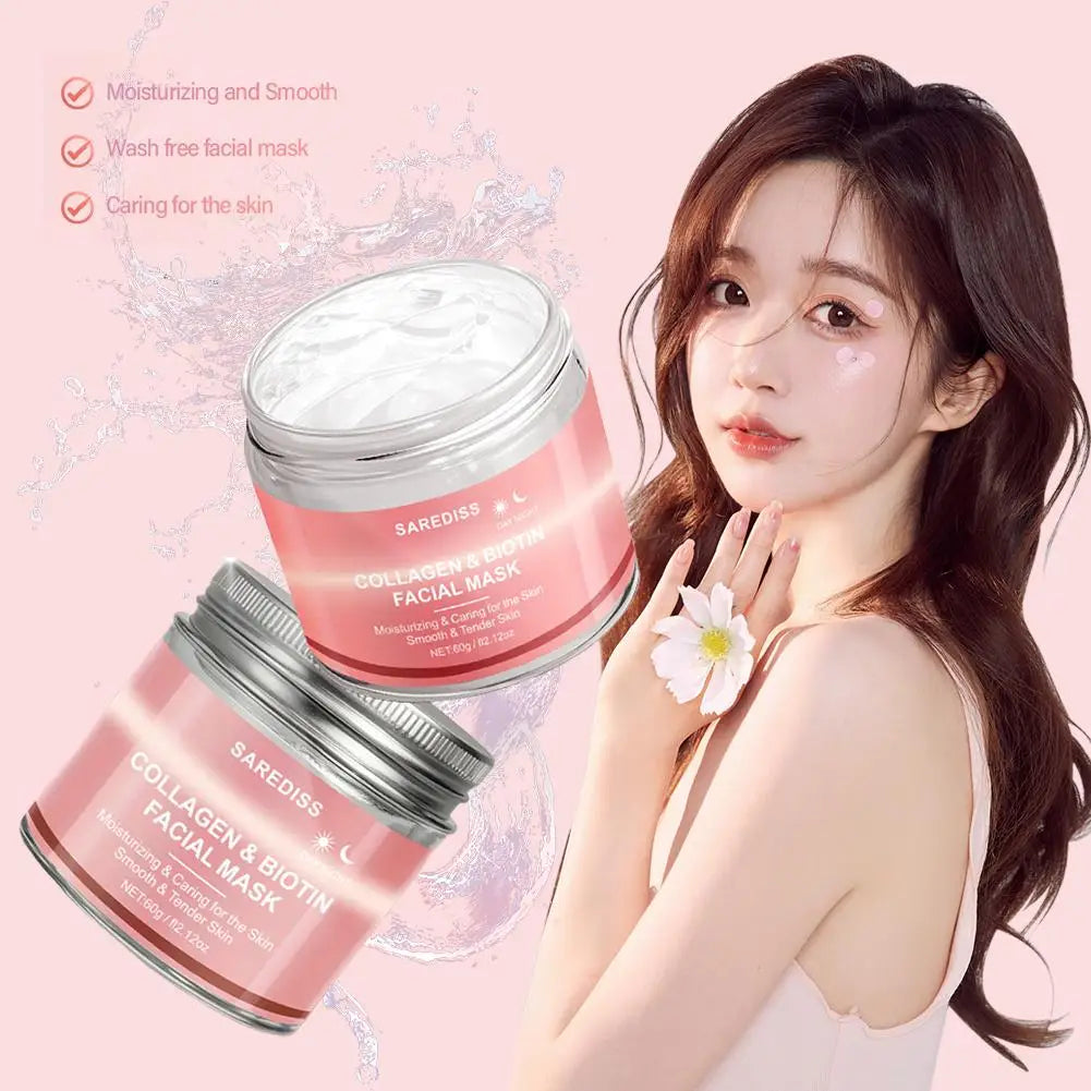 Collagen Hydrating Peel-Off Mask With Scraper Tighten Face Lifting Moisturizing Face Mask Deep Cleansing Brighten Skin Care Mask