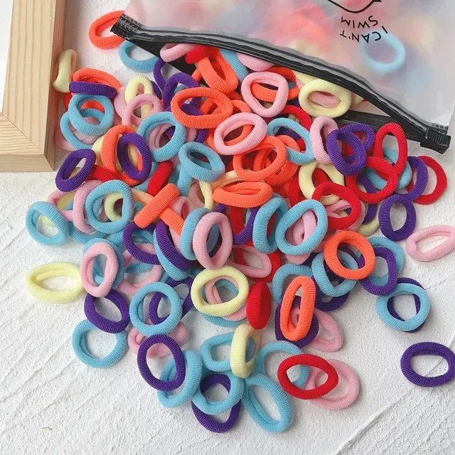 50-100Pcs Ealstic Basic Hair Ties Girls Ponytail Hold Scrunchie Rubber Band Kids Fashion Hair Band Accessories Suitable As Gift