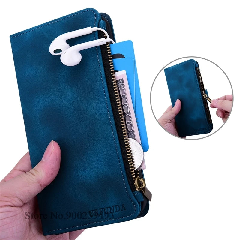 Zipper Wallet Case For Samsung Galaxy A11 A21S A01 A03 Core A23 5G A02 A02s A03s A04 A04e A04s A05 A05s Case Leather Flip Cover