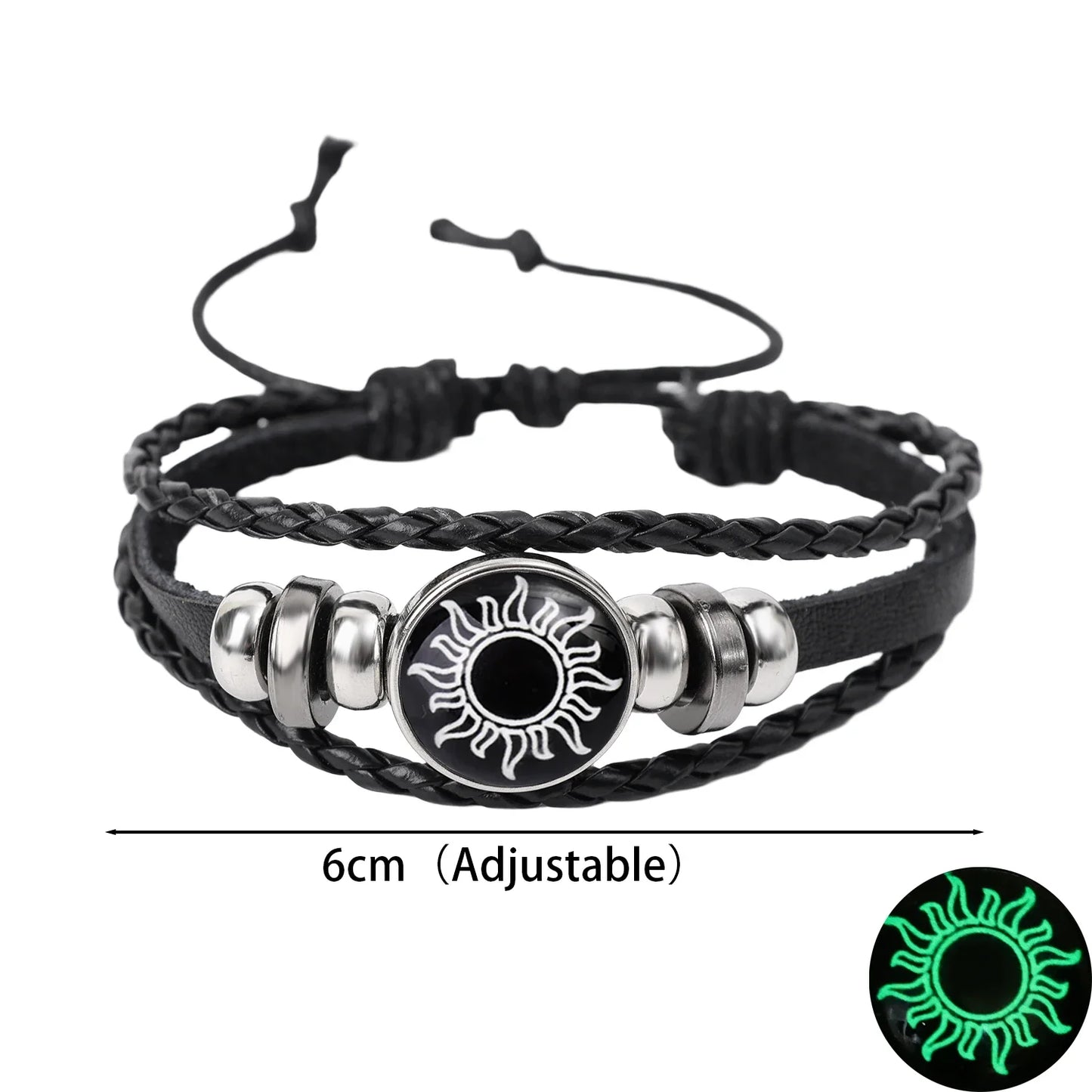 1/2Pcs Sun Moon Bracelet Luminous Adjustable Black Braided Romantic Bracelets for Friend Girlfriend Friendship Birthday Gifts