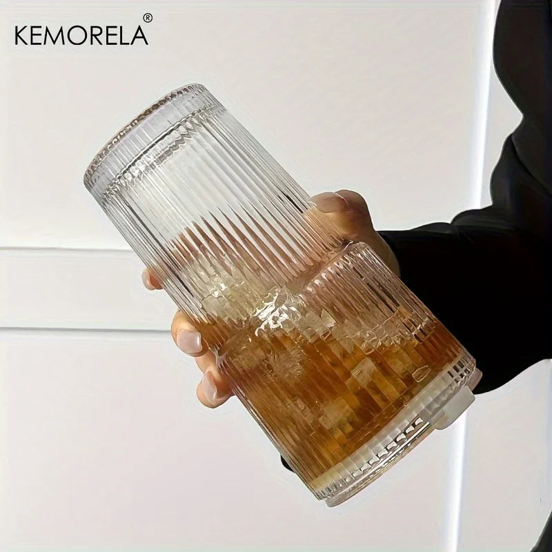 600ML Stripe Glass Coffee Cup