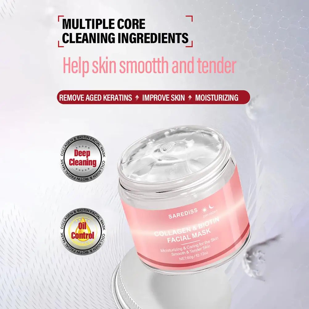 Collagen Hydrating Peel-Off Mask With Scraper Tighten Face Lifting Moisturizing Face Mask Deep Cleansing Brighten Skin Care Mask