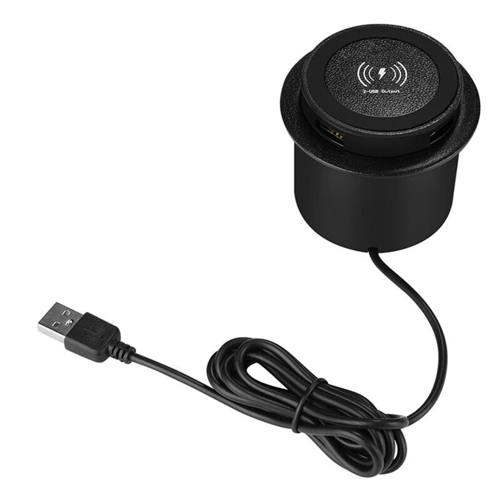 30W Wireless Charger Embedded Desktop Fast Wireless Charging For iPhone/Samsung/Huawei/Xiaomi Mobile Phone Dual USB