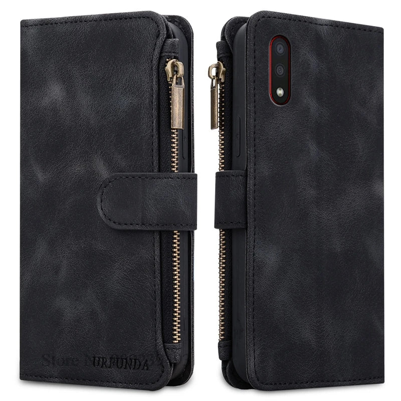 Zipper Wallet Case For Samsung Galaxy A11 A21S A01 A03 Core A23 5G A02 A02s A03s A04 A04e A04s A05 A05s Case Leather Flip Cover