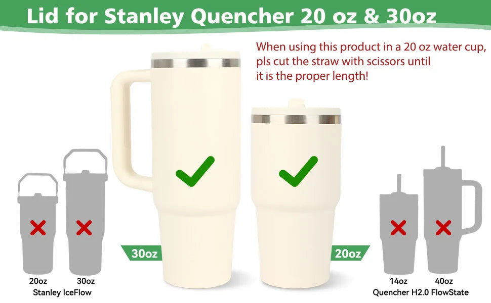 Reusable Tumbler Lid with Straw, Dust - proof Tumbler Lid, Replaceable Flip - Straw Lid Accessory for Stanley 30 - oz Mug