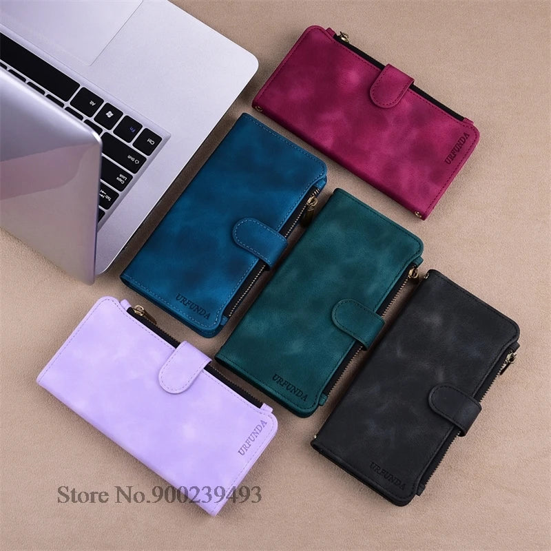 Zipper Wallet Case For Samsung Galaxy A11 A21S A01 A03 Core A23 5G A02 A02s A03s A04 A04e A04s A05 A05s Case Leather Flip Cover