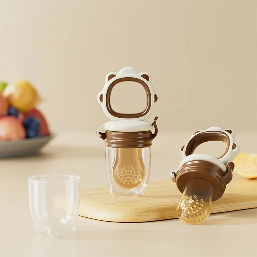 Mould Fruit & Vegetable Feeder with Silicone Mesh Cartoon Lion Food Feeder Juice Feeding Teething Utensils for Baby Food Mills