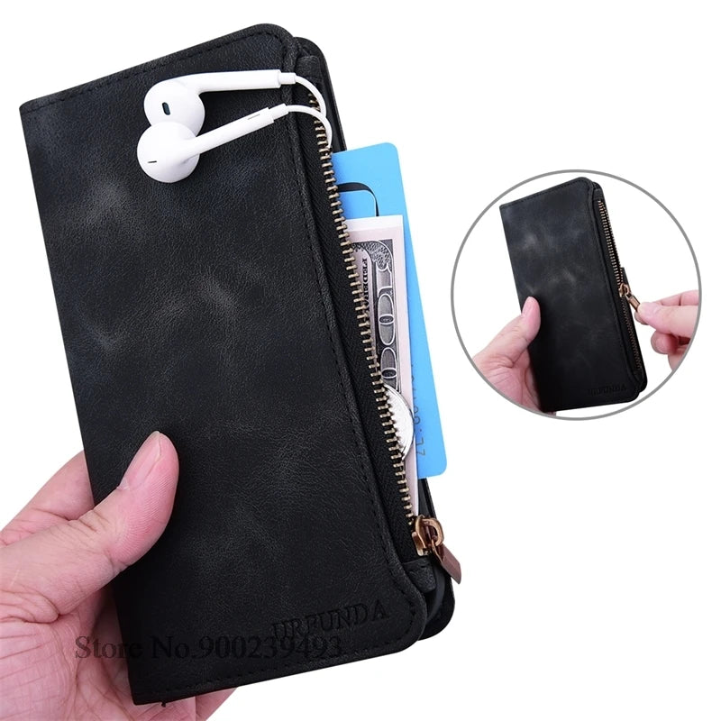 Zipper Wallet Case For Samsung Galaxy A11 A21S A01 A03 Core A23 5G A02 A02s A03s A04 A04e A04s A05 A05s Case Leather Flip Cover