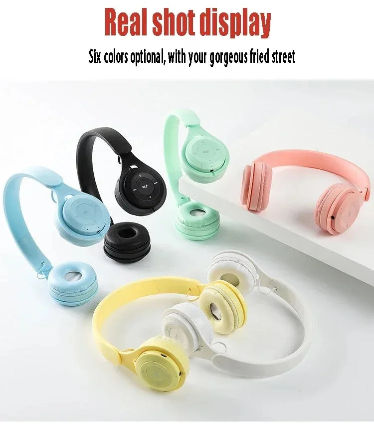Y08 Macaron Wireless Bluetooth Headphones With Microphone Wired Earphones Gaming Headset Gamer Mp3 Players Choice Kids Gifts