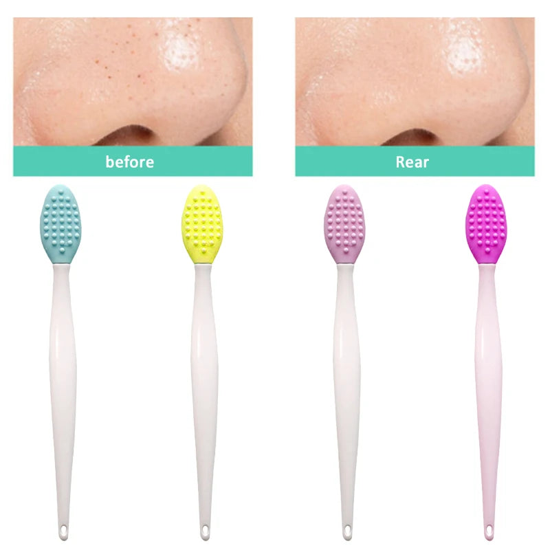 Skin Care Lip Exfoliating Facial Cleansing Face Scrub Nose Clean Brush Blackhead Remove Silicone Double-Sided Skin Care Tool