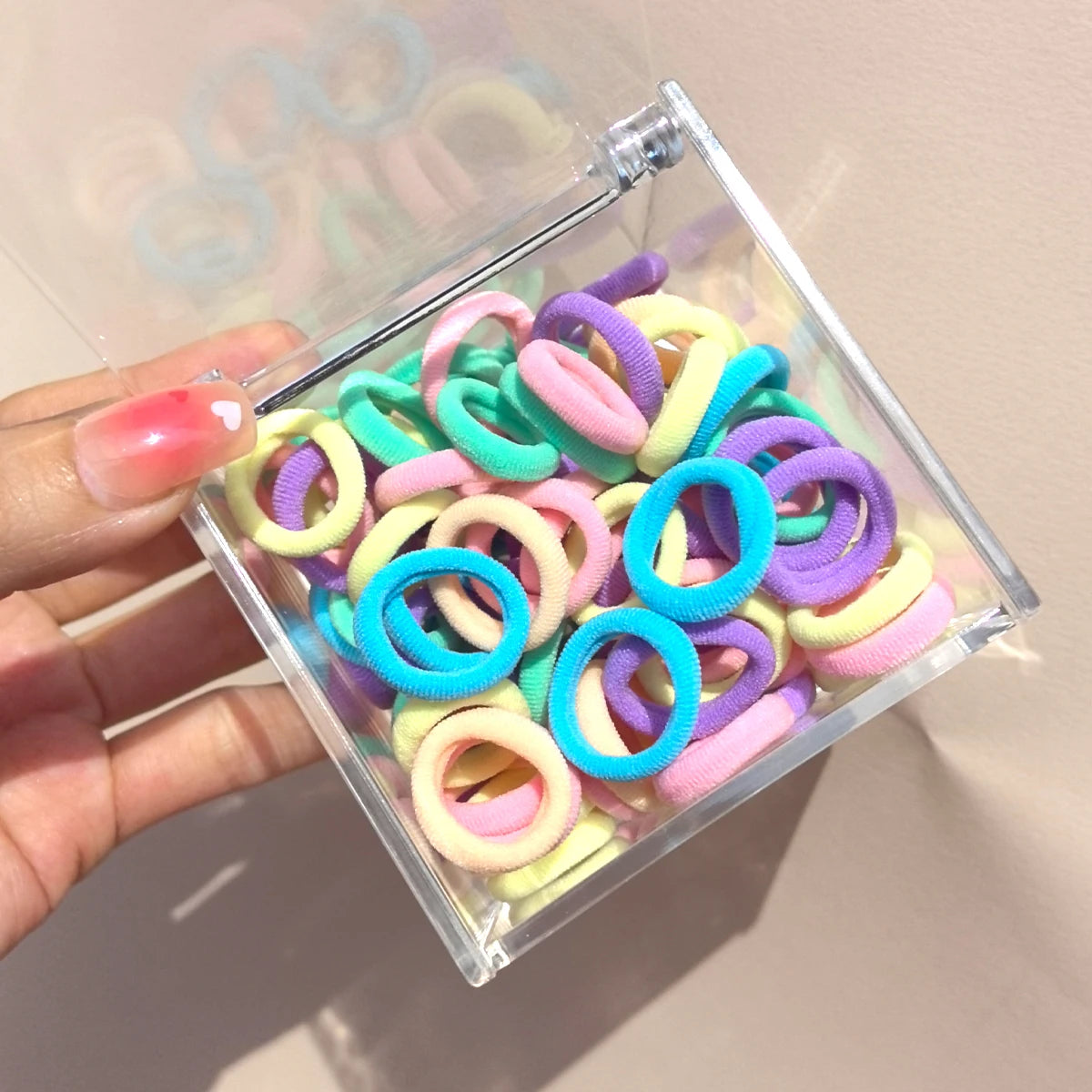 50-100Pcs Ealstic Basic Hair Ties Girls Ponytail Hold Scrunchie Rubber Band Kids Fashion Hair Band Accessories Suitable As Gift