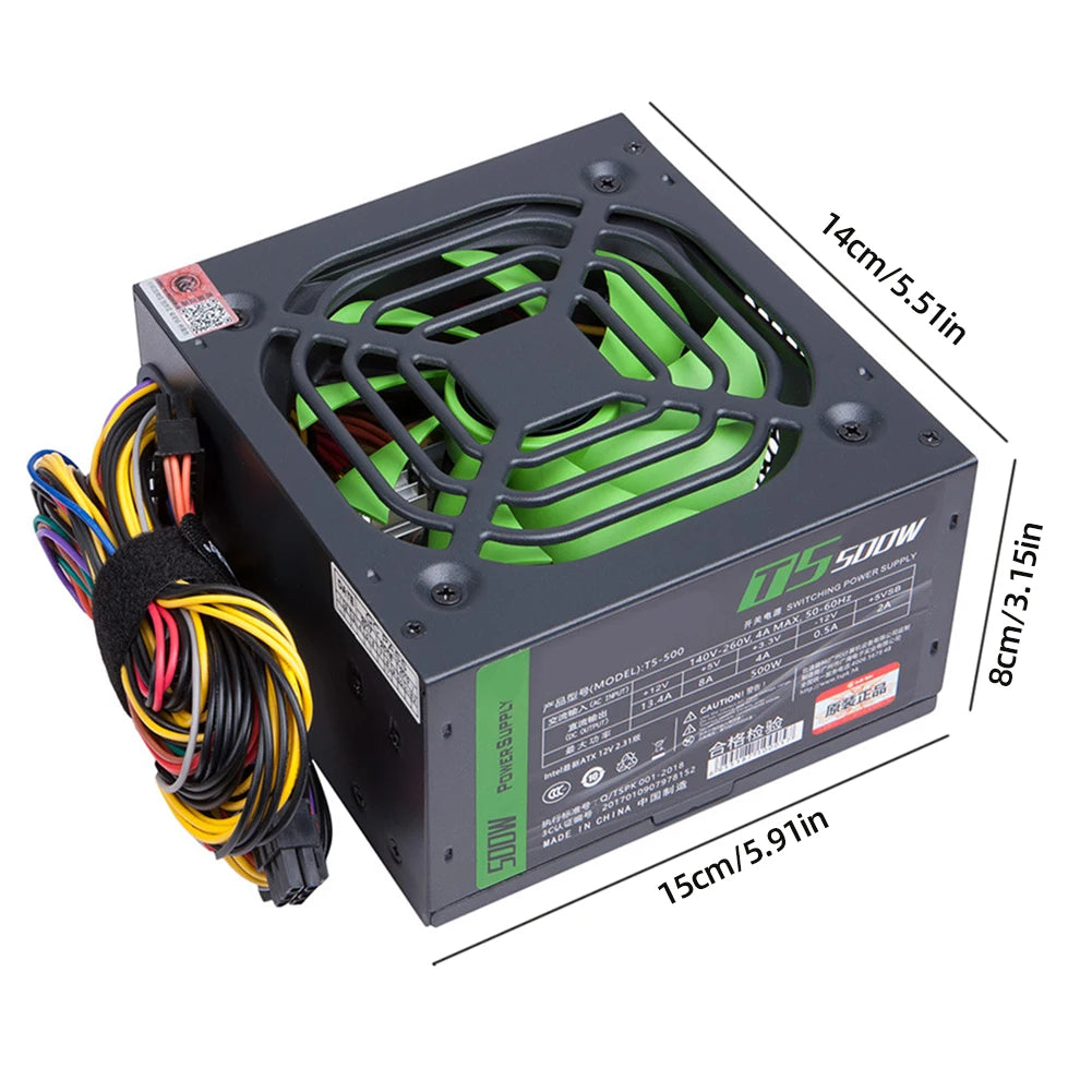 Desktop PSU Silent Gaming PC Power Supply Dual 6Pin ATX Power Supply 2 SATA Six Protection 8 CPU for Desktop PC for Computer
