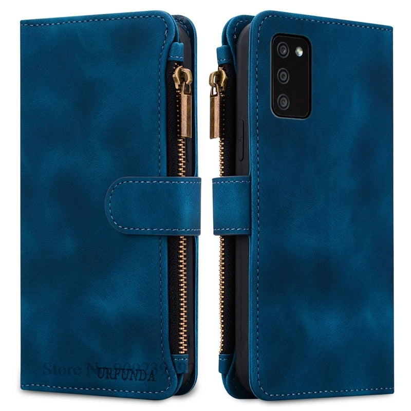 Zipper Wallet Case For Samsung Galaxy A11 A21S A01 A03 Core A23 5G A02 A02s A03s A04 A04e A04s A05 A05s Case Leather Flip Cover
