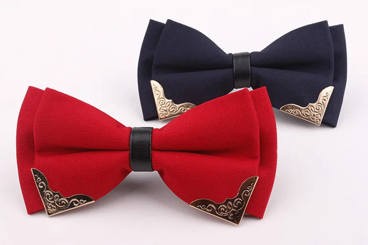 Men's Solid Black White Bow Ties Formal Dress Wedding Bowties For Men Women Leisure Metal Bling Butterfly Bowknot Banquet Cravat