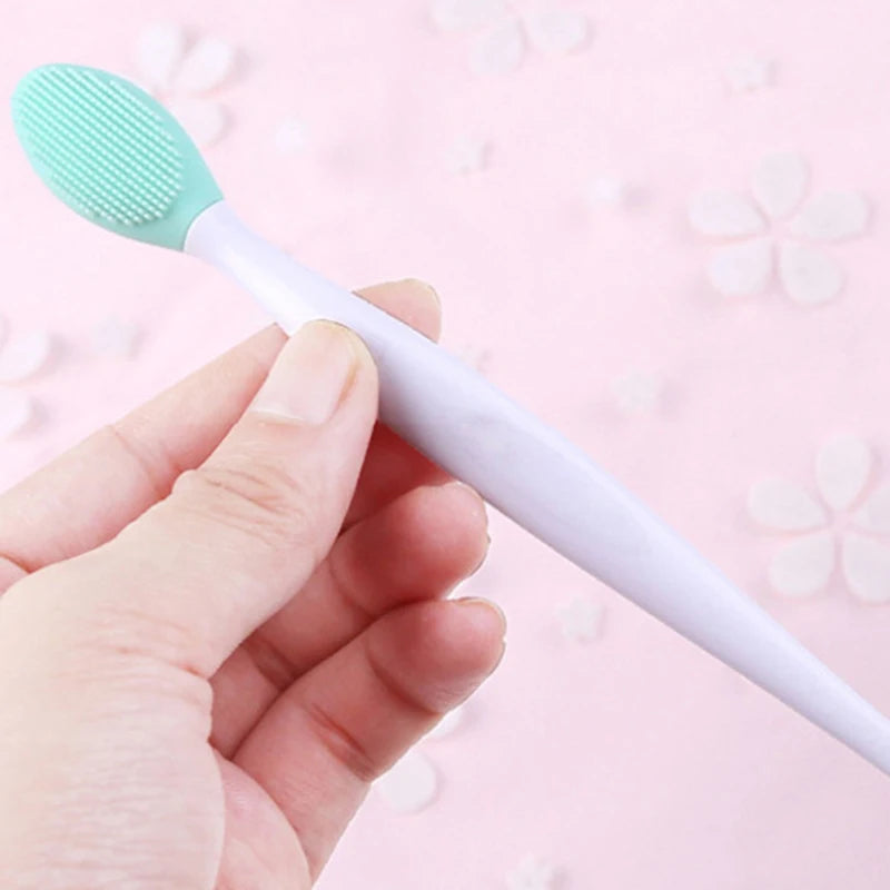 Skin Care Lip Exfoliating Facial Cleansing Face Scrub Nose Clean Brush Blackhead Remove Silicone Double-Sided Skin Care Tool