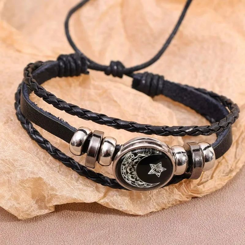 1/2Pcs Sun Moon Bracelet Luminous Adjustable Black Braided Romantic Bracelets for Friend Girlfriend Friendship Birthday Gifts