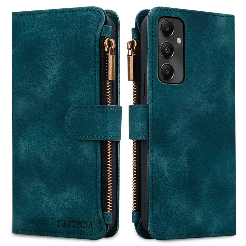 Zipper Wallet Case For Samsung Galaxy A11 A21S A01 A03 Core A23 5G A02 A02s A03s A04 A04e A04s A05 A05s Case Leather Flip Cover