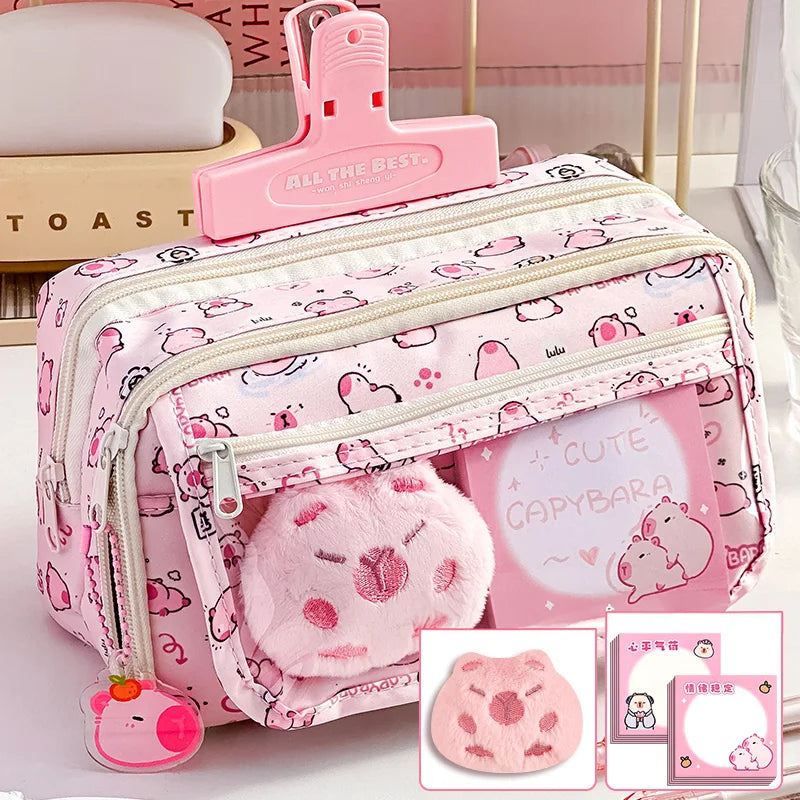 Cute Fabric Pencil Case Kawaii Large Capacity Animal Zipper Kids Bag Children'S Boys' Pen Pouch Girl School Case Supplies