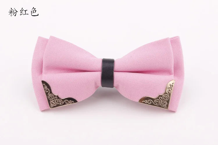 Men's Solid Black White Bow Ties Formal Dress Wedding Bowties For Men Women Leisure Metal Bling Butterfly Bowknot Banquet Cravat